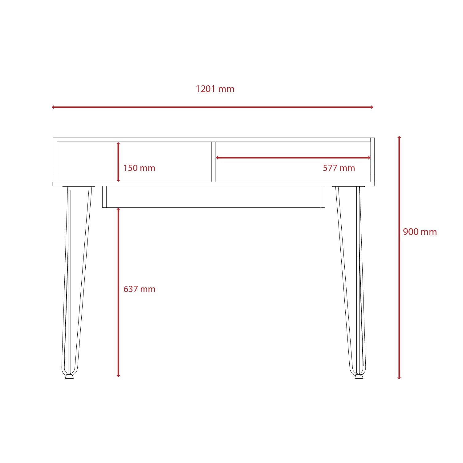 Core Products Core Dallas White and Carbon Grey Oak Home Office Desk with Drawer (Flat Packed)