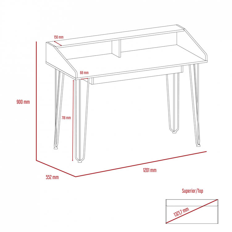 Core Products Core Dallas White and Carbon Grey Oak Home Office Desk with Drawer (Flat Packed)