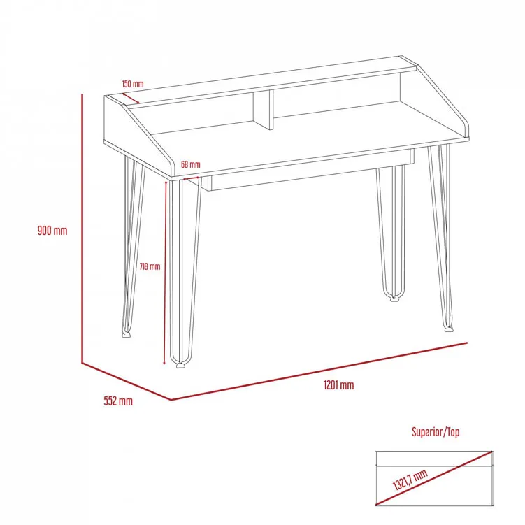 Core Products Core Dallas White and Grey Oak Home Office Desk with Drawer