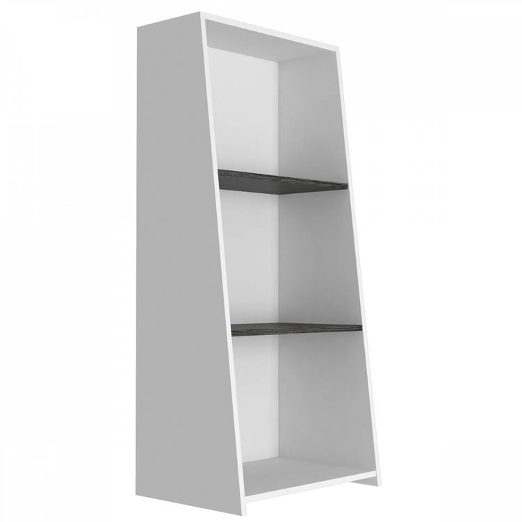 Core Products Core Dallas White and Carbon Grey Oak Low Bookcase (Flat Packed)