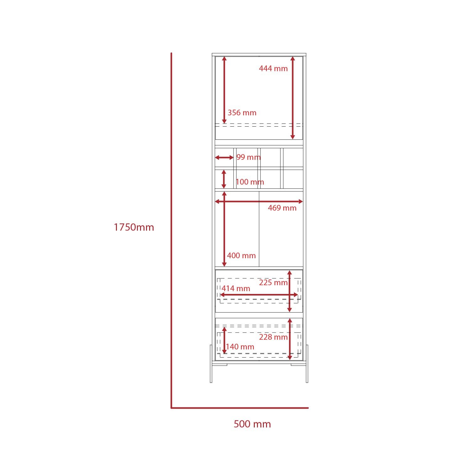Core Products Core Dallas White and Carbon Grey Oak Tall 1 Door 2 Drawer Bar Cabinet (Flat Packed)