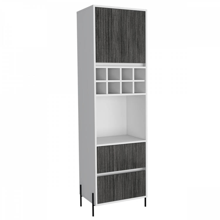 Core Products Core Dallas White and Carbon Grey Oak Tall 1 Door 2 Drawer Bar Cabinet (Flat Packed)