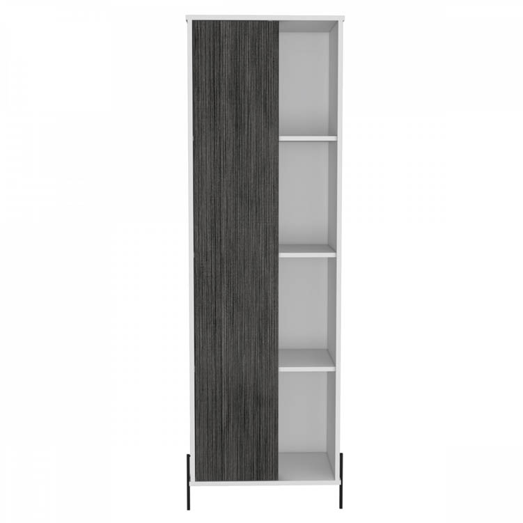 Core Products Core Dallas White and Carbon Grey Oak Tall 1 Door Storage and Display Cabinet (Flat Packed)