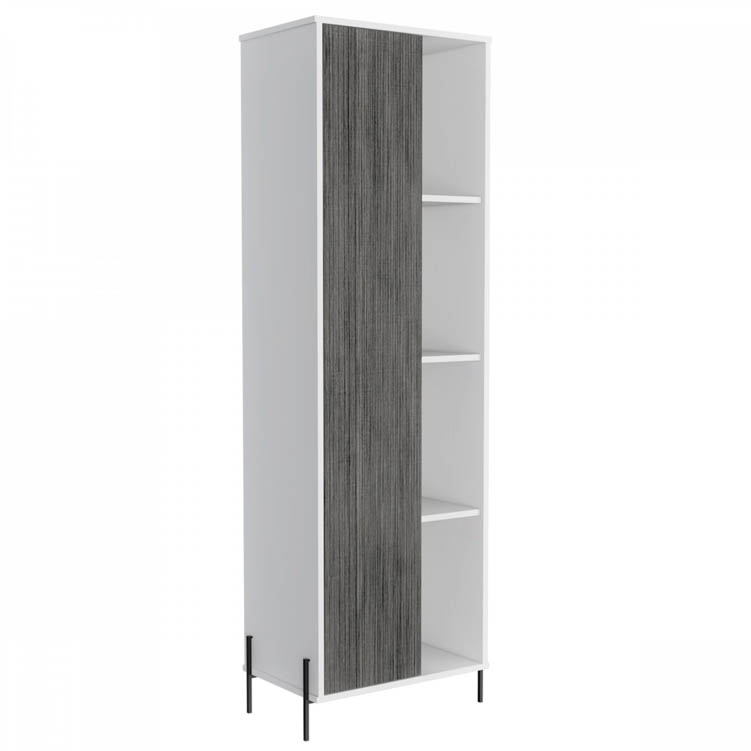 Core Products Core Dallas White and Carbon Grey Oak Tall 1 Door Storage and Display Cabinet (Flat Packed)