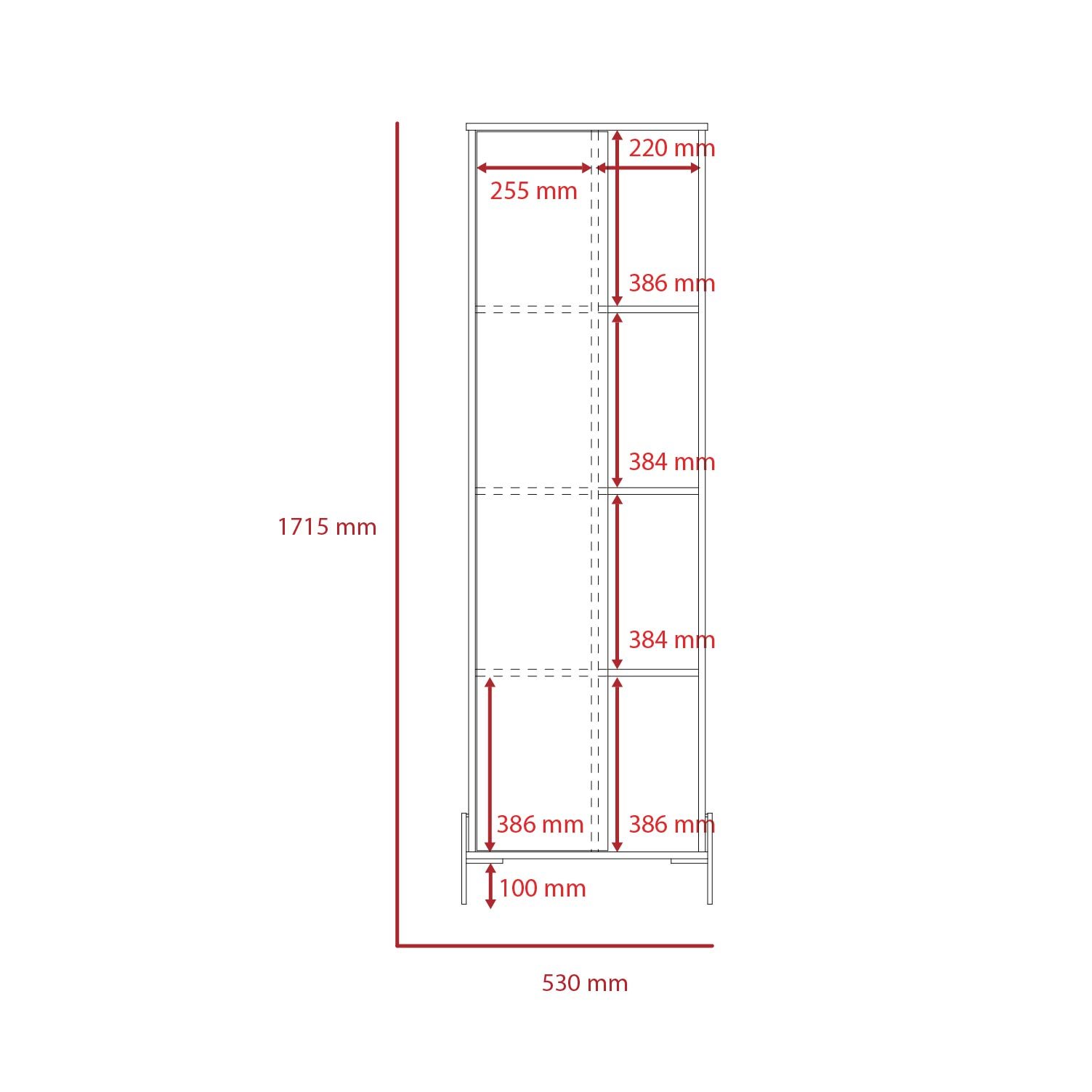 Core Products Core Dallas White and Carbon Grey Oak Tall 1 Door Storage and Display Cabinet (Flat Packed)