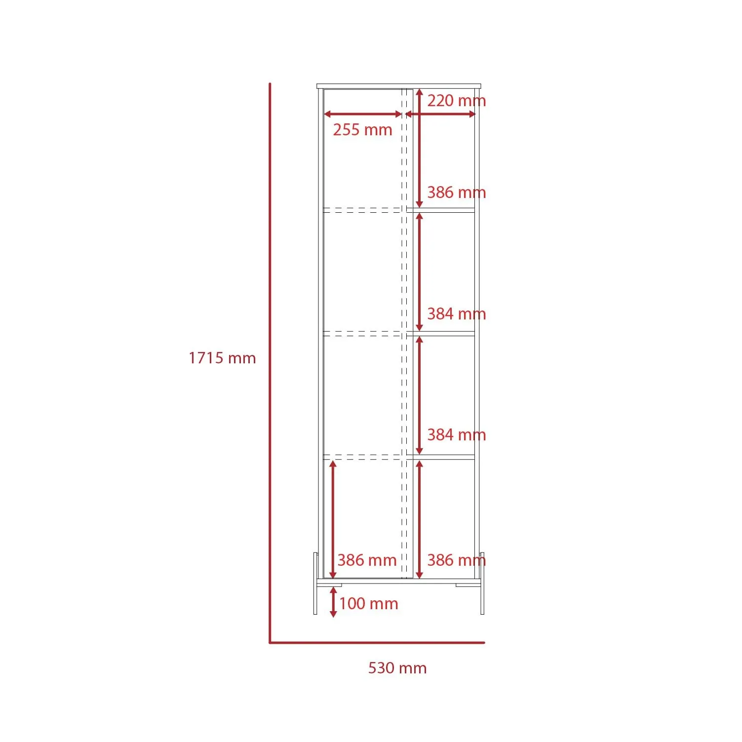 Core Products Core Dallas White and Grey Oak Tall 1 Door Storage and Display Cabinet