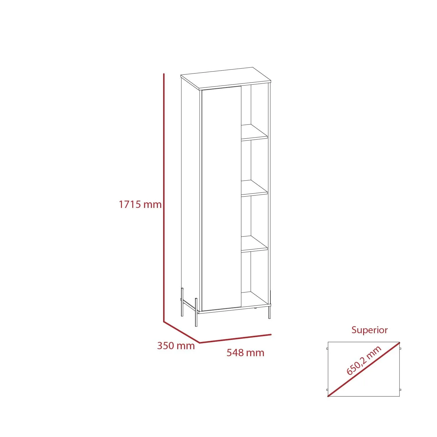 Core Products Core Dallas White and Grey Oak Tall 1 Door Storage and Display Cabinet