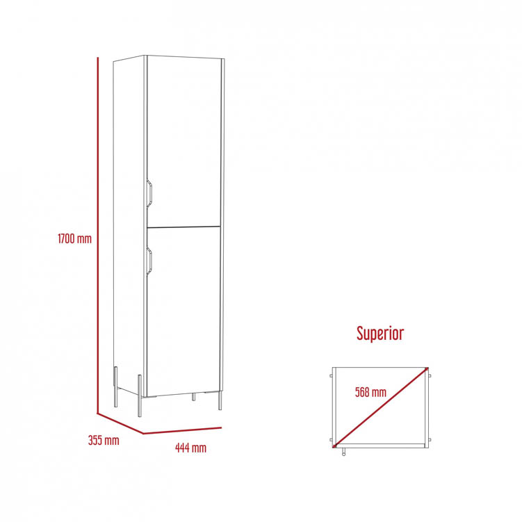 Core Products Core Dallas White and Carbon Grey Oak Tall 2 Door Storage Cabinet (Flat Packed)