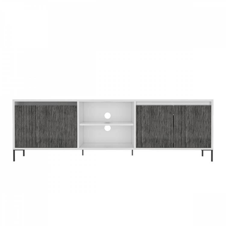 Core Products Core Dallas White and Carbon Grey Oak Ultra Wide 2 Door 1 Drawer TV Cabinet (Flat Packed)