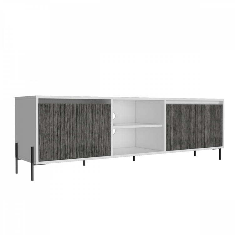 Core Products Core Dallas White and Carbon Grey Oak Ultra Wide 2 Door 1 Drawer TV Cabinet (Flat Packed)