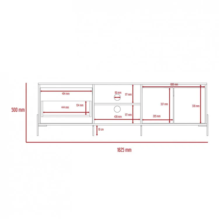 Core Products Core Dallas White and Grey Oak Ultra Wide 2 Door 1 Drawer TV Cabinet