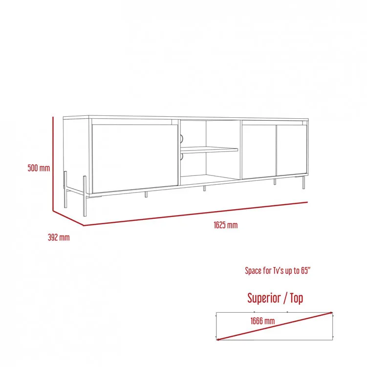 Core Products Core Dallas White and Grey Oak Ultra Wide 2 Door 1 Drawer TV Cabinet