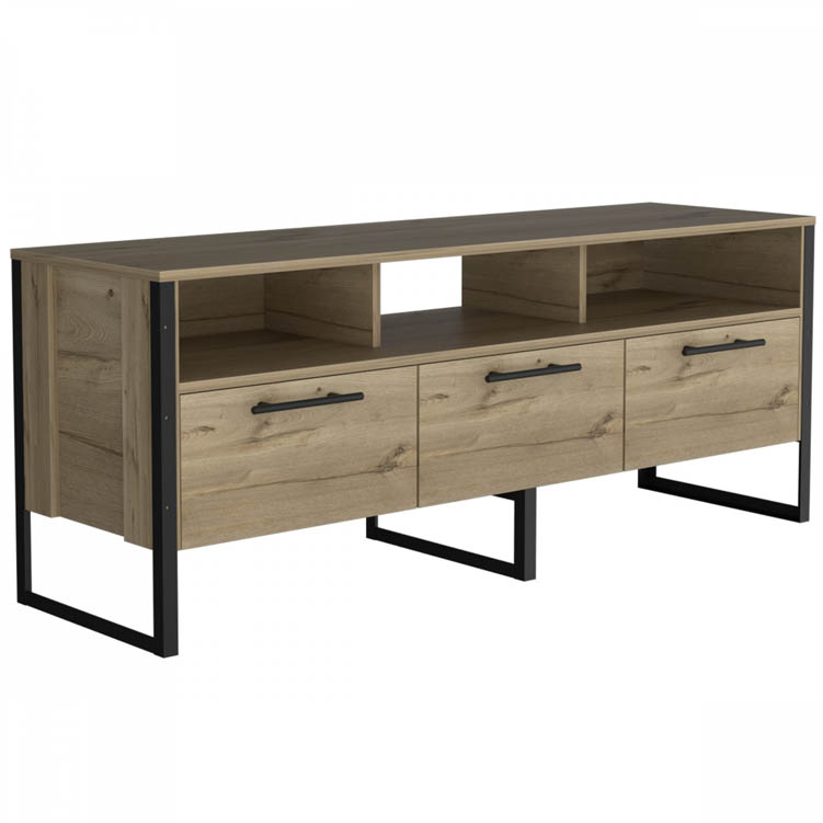 Core Products Core Brooklyn Bleached Pine Effect 3 Door Wide Screen TV Rack (Flat Packed)