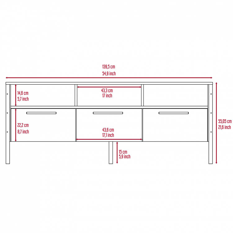 Core Products Core Brooklyn Bleached Pine Effect 3 Door Wide Screen TV Rack (Flat Packed)