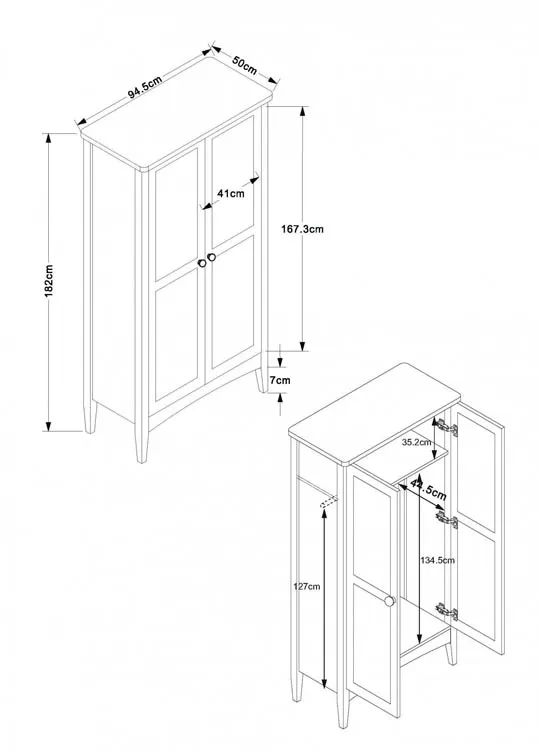 Core Core Como Midnight Blue 2 Door Wardrobe