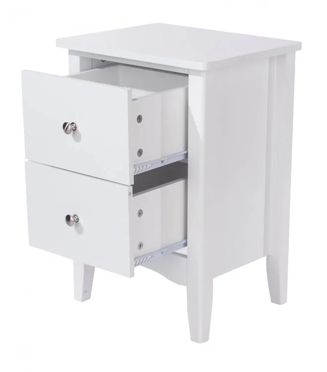 Core Core Como White 2 Drawer Bedside Table