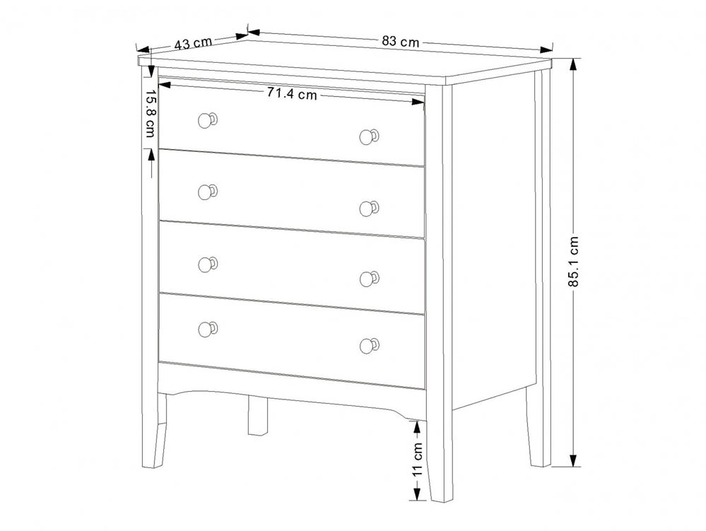 Core Products Core Como White 4 Drawer Chest of Drawers (Flat Packed)