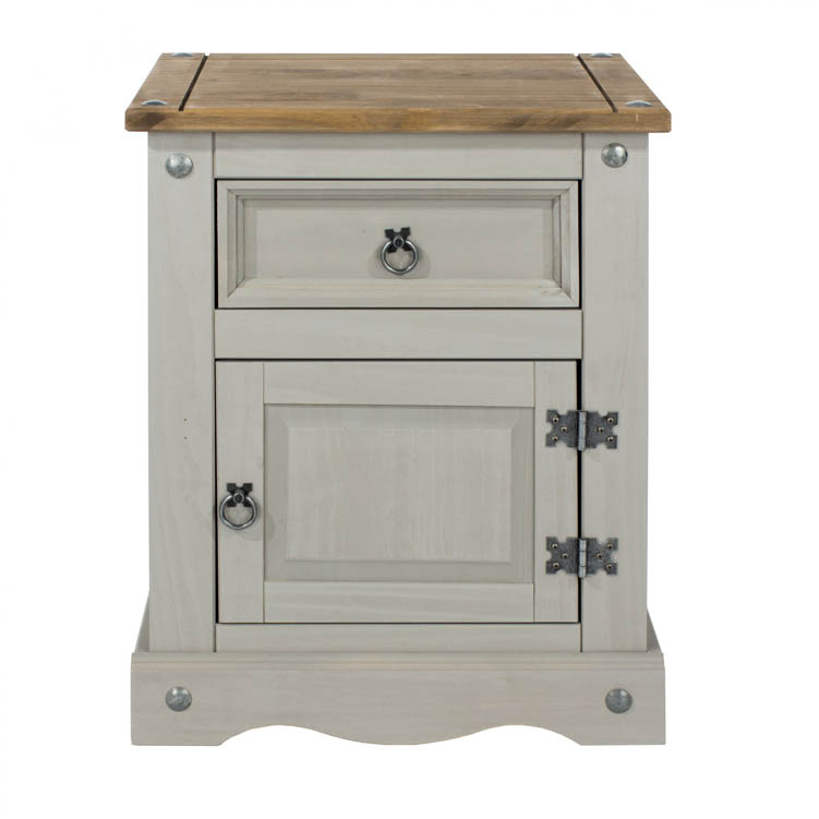Core Products Core Corona Grey and Pine 1 Door 1 Drawer Bedside Cabinet (Flat Packed)