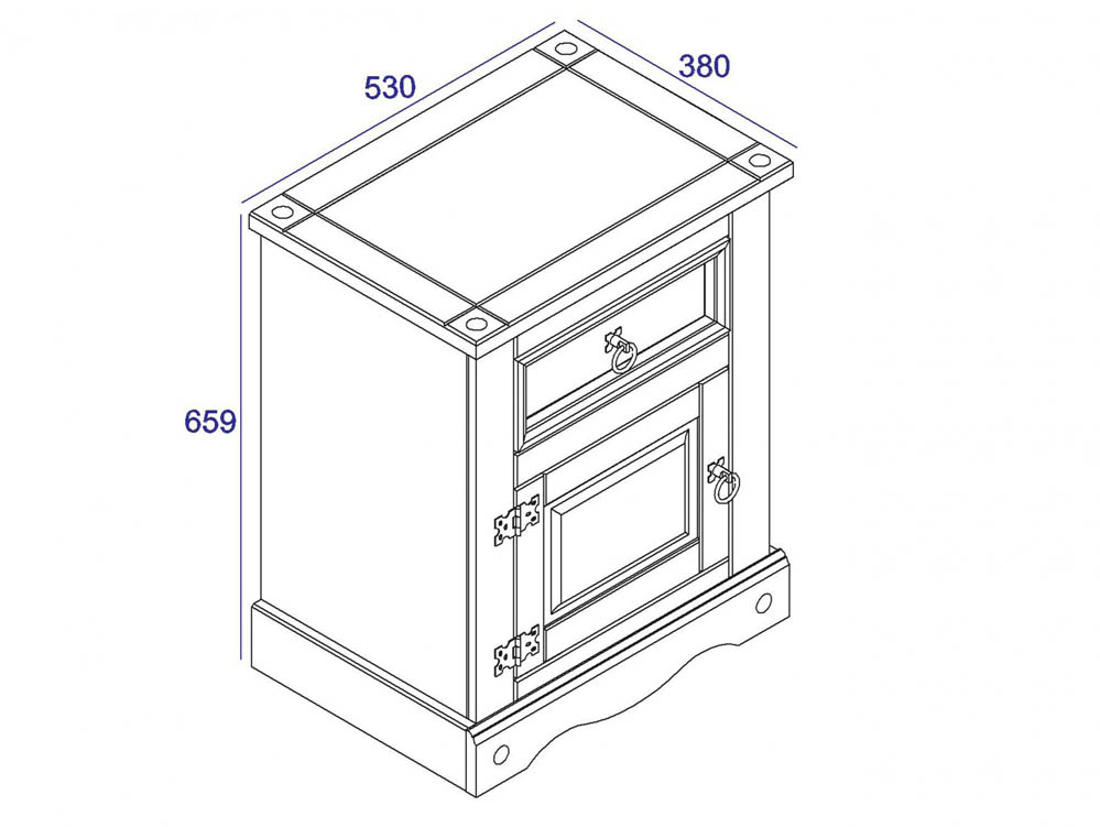 Core Products Core Corona Grey and Pine 1 Door 1 Drawer Bedside Cabinet (Flat Packed)