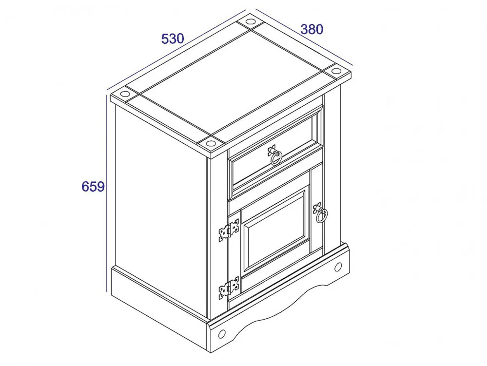 Core Core Corona Grey and Waxed Pine 1 Door 1 Drawer Bedside Table
