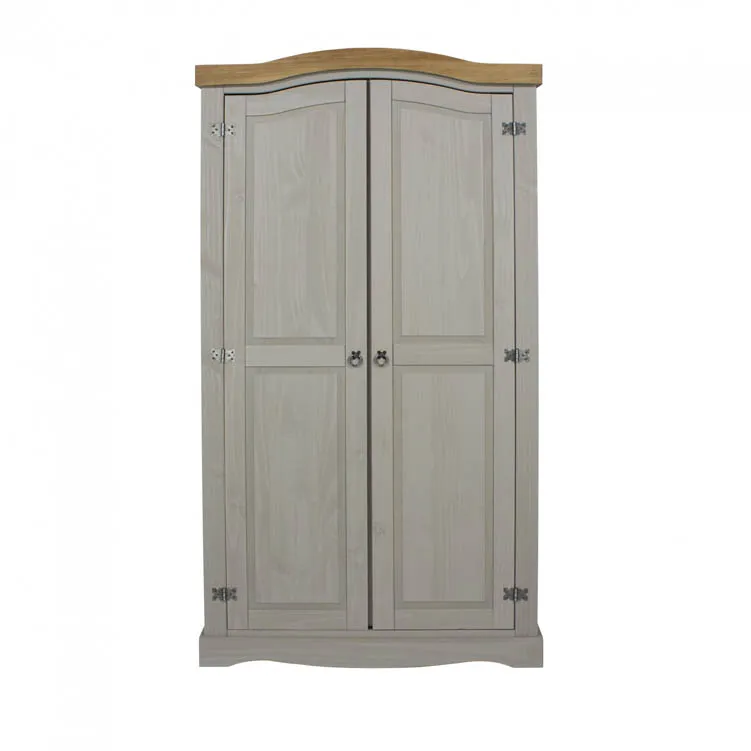 Core Core Corona Grey and Waxed Pine 2 Door Wardrobe