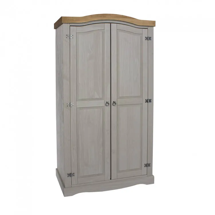 Core Core Corona Grey and Waxed Pine 2 Door Wardrobe