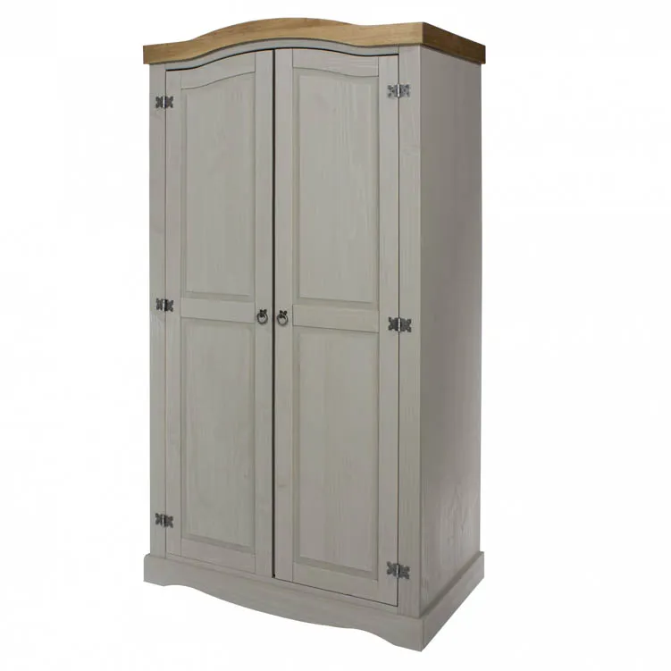 Core Core Corona Grey and Waxed Pine 2 Door Wardrobe