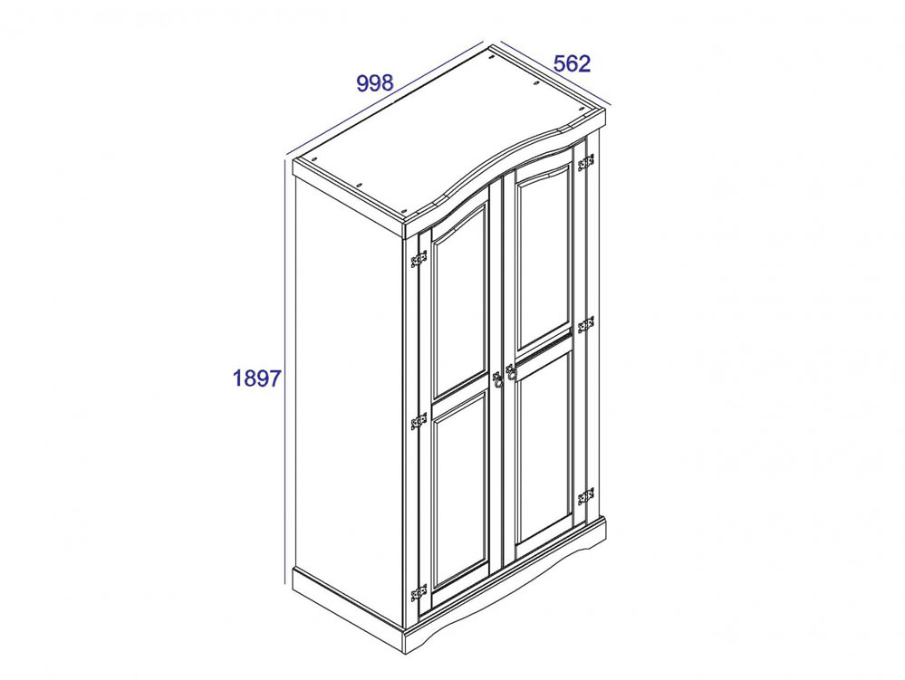 Core Products Core Corona Grey and Pine 2 Door Wardrobe (Flat Packed)