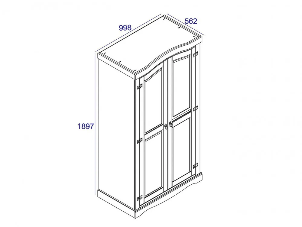 Core Core Corona Grey and Waxed Pine 2 Door Wardrobe