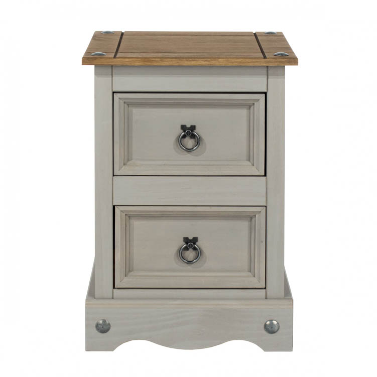 Core Products Core Corona Grey and Pine 2 Drawer Petite Bedside Cabinet (Flat Packed)