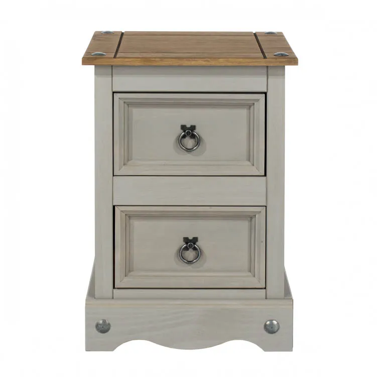 Core Core Corona Grey and Waxed Pine 2 Drawer Petite Bedside Table
