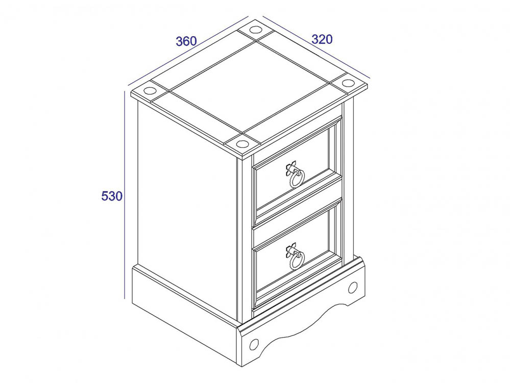 Core Products Core Corona Grey and Pine 2 Drawer Petite Bedside Cabinet (Flat Packed)