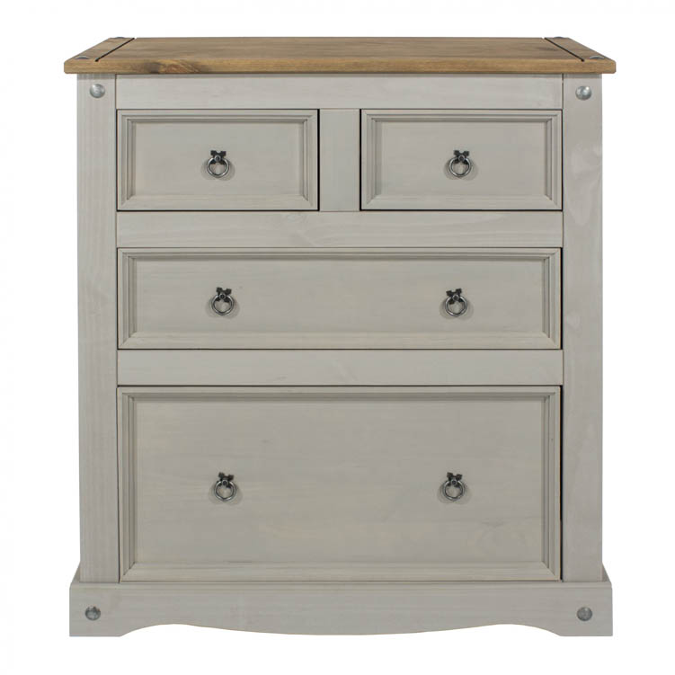 Core Products Core Corona Grey and Pine 2+2 Drawer Chest of Drawers (Flat Packed)