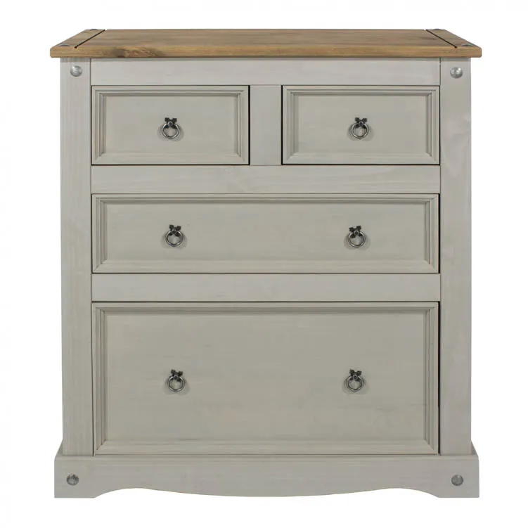 Core Core Corona Grey and Waxed Pine 2+2 Drawer Chest of Drawers