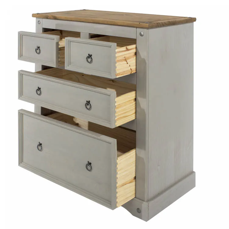 Core Core Corona Grey and Waxed Pine 2+2 Drawer Chest of Drawers