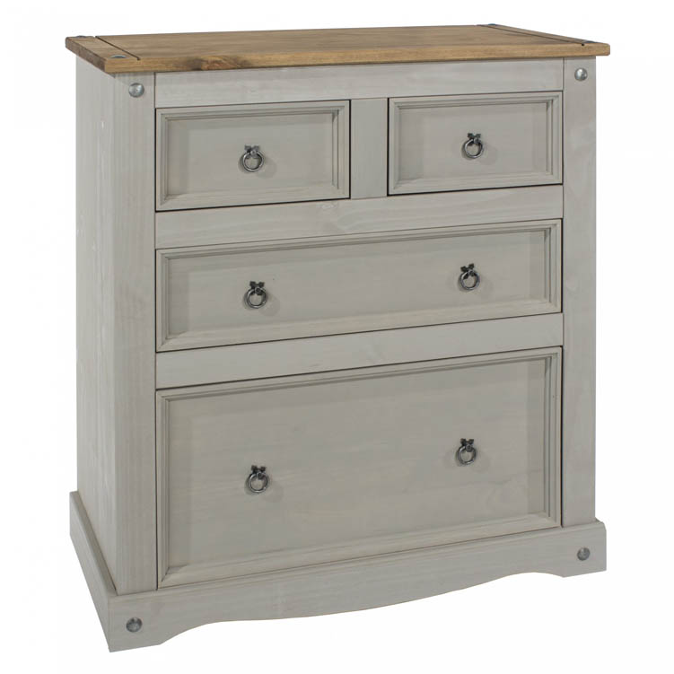 Core Products Core Corona Grey and Pine 2+2 Drawer Chest of Drawers (Flat Packed)