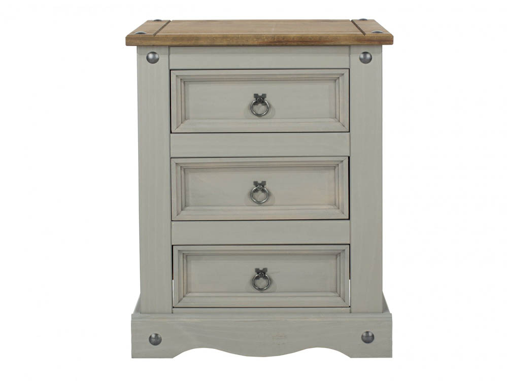 Core Products Core Corona Grey and Pine 3 Drawer Bedside Cabinet (Flat Packed)