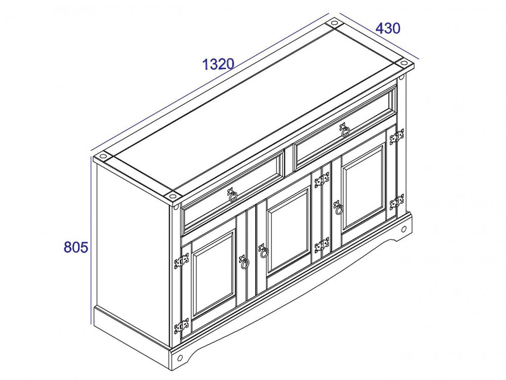 Core Products Core Corona Grey and Pine Medium Sideboard (Flat Packed)