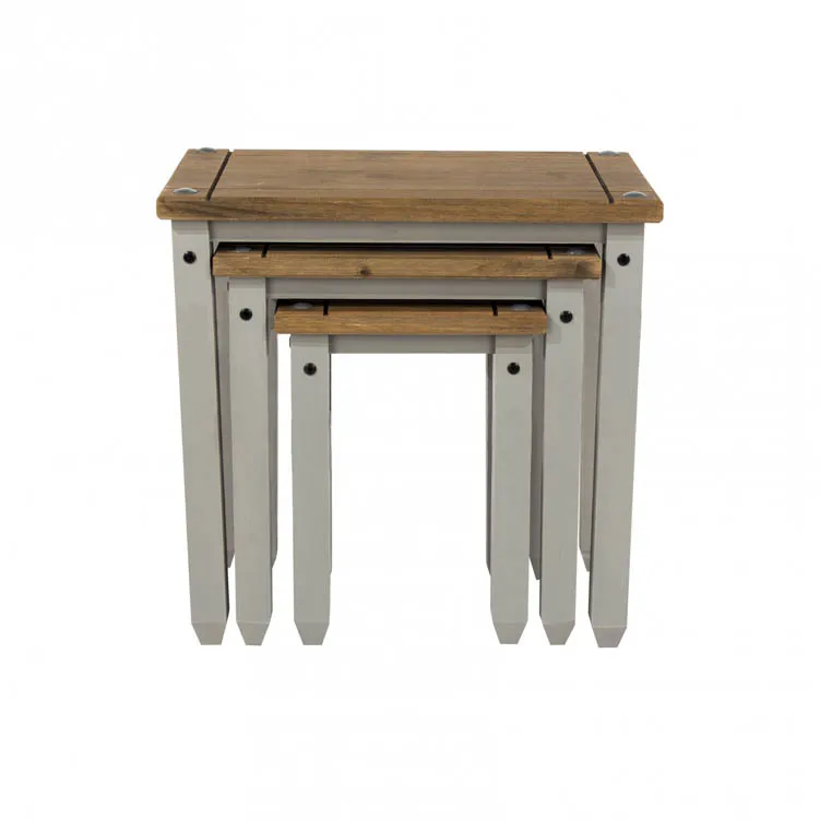 Core Core Corona Grey and Waxed Pine Nest of Tables