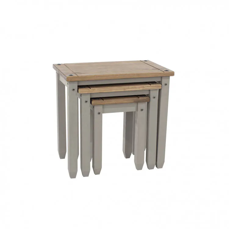 Core Core Corona Grey and Waxed Pine Nest of Tables