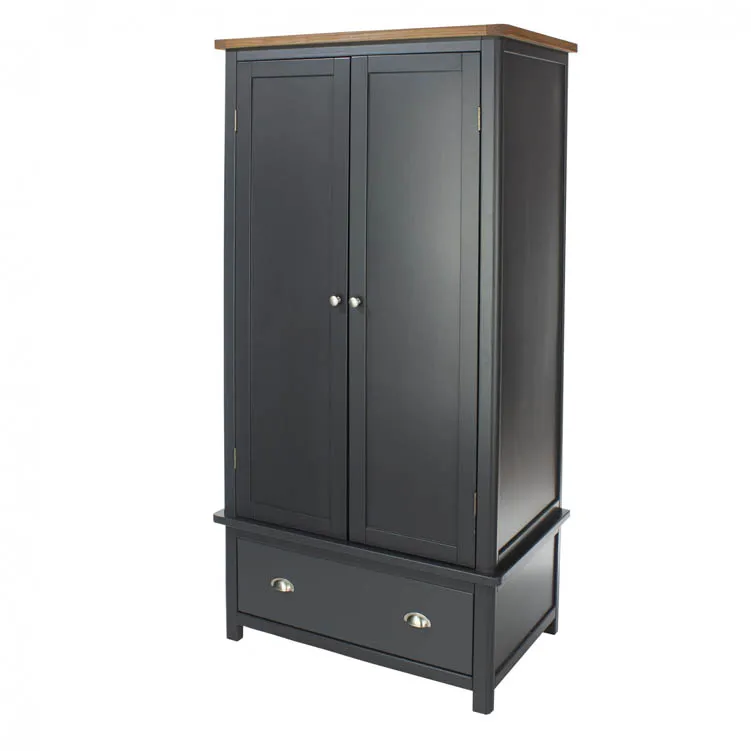 Core Core Dunkeld Midnight Blue and Oak 2 Door 1 Drawer Wardrobe