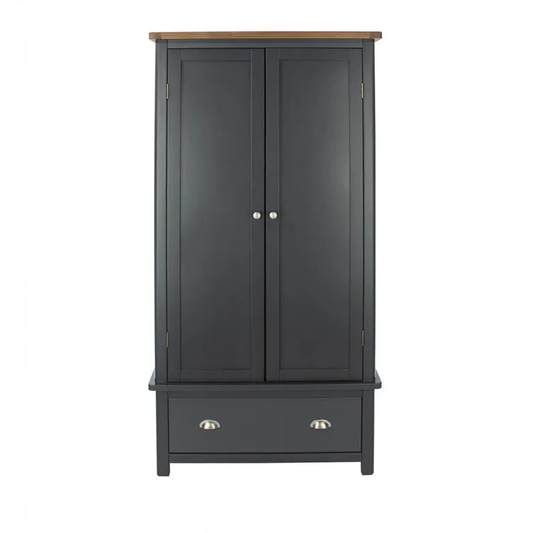 Core Core Dunkeld Midnight Blue and Oak 2 Door 1 Drawer Wardrobe
