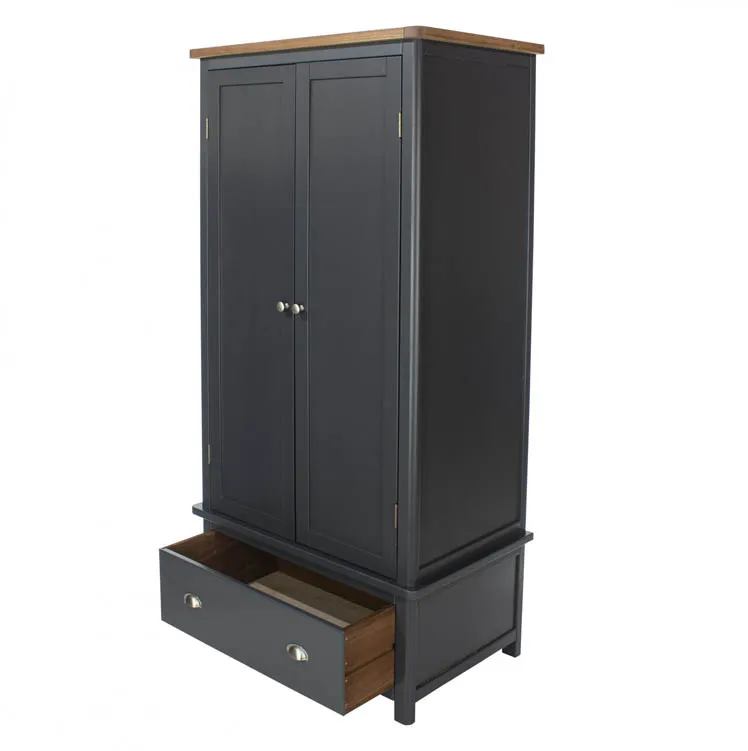 Core Core Dunkeld Midnight Blue and Oak 2 Door 1 Drawer Wardrobe