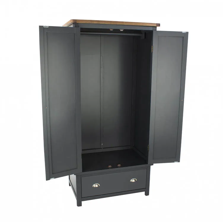 Core Core Dunkeld Midnight Blue and Oak 2 Door 1 Drawer Wardrobe