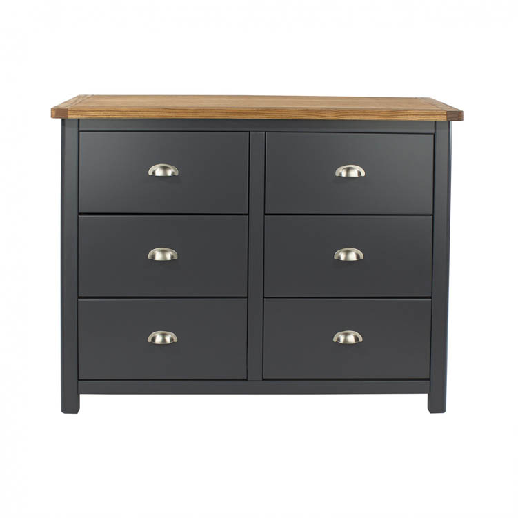 Core Products Core Dunkeld Midnight Blue and Oak 3+3 Dr Wide Chest of Drawers (Flat Packed)