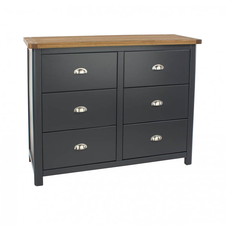 Core Products Core Dunkeld Midnight Blue and Oak 3+3 Dr Wide Chest of Drawers (Flat Packed)