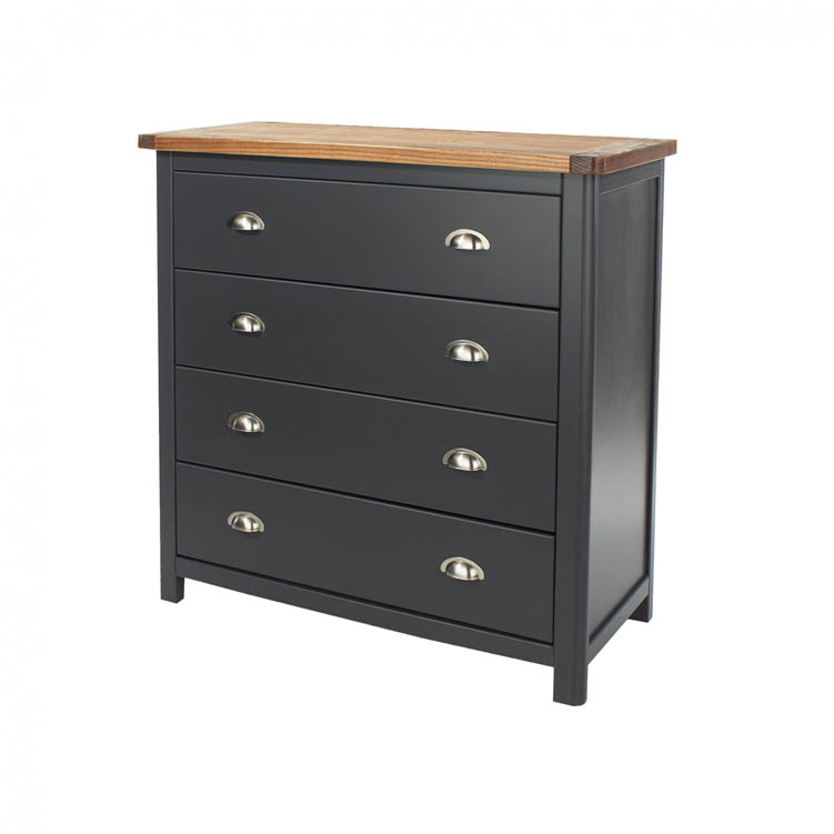 Core Products Core Dunkeld Midnight Blue and Oak 4 Drawer Chest of Drawers (Flat Packed)