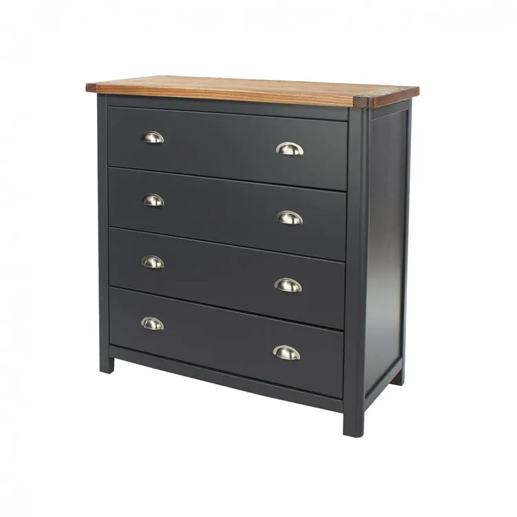 Core Core Dunkeld Midnight Blue and Oak 4 Drawer Chest of Drawers