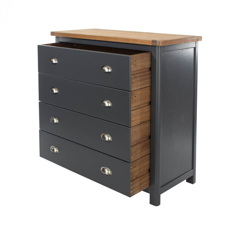 Core Products Core Dunkeld Midnight Blue and Oak 4 Drawer Chest of Drawers (Flat Packed)