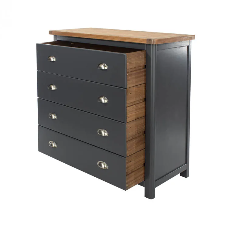Core Core Dunkeld Midnight Blue and Oak 4 Drawer Chest of Drawers